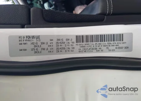 2015 Jeep Grand Cherokee Srt-8 z USA, uszkodzony, nr VIN 1C4RJFDJ0FC822380